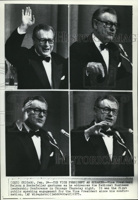 1975 Press Photo Vice President Nelson Rockefeller at the Nat'l Bus  Conference - Historic Images