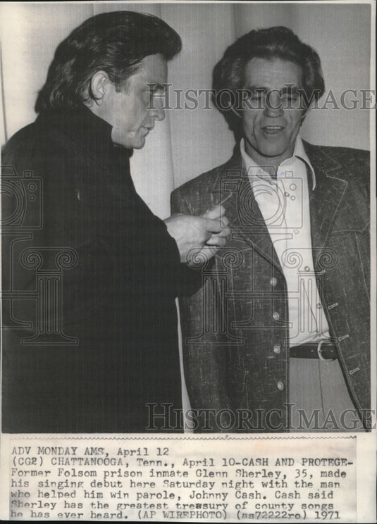 1971 Wire Photo Former Folsom prisoner Glenn Sherley made his singing debut - Historic Images