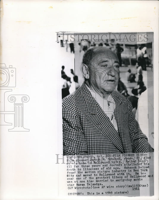 1961 Press Photo Joseph Schenck, film pioneer, one of the titans in Hollywood - Historic Images
