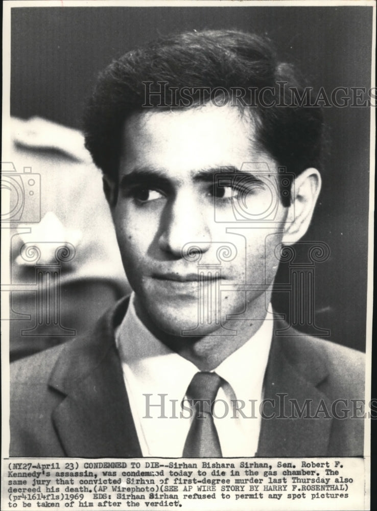 1969 Press Photo Sirhan Bishara Sirhan, Sen. Robert F. Kennedy's assassin, - Historic Images