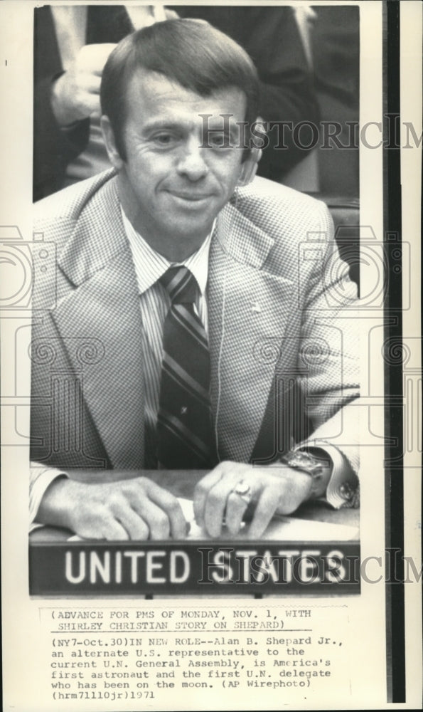 1971 Press Photo Alan B. Shepard Jr. U.S. Representative to the U.N. Assembly - Historic Images