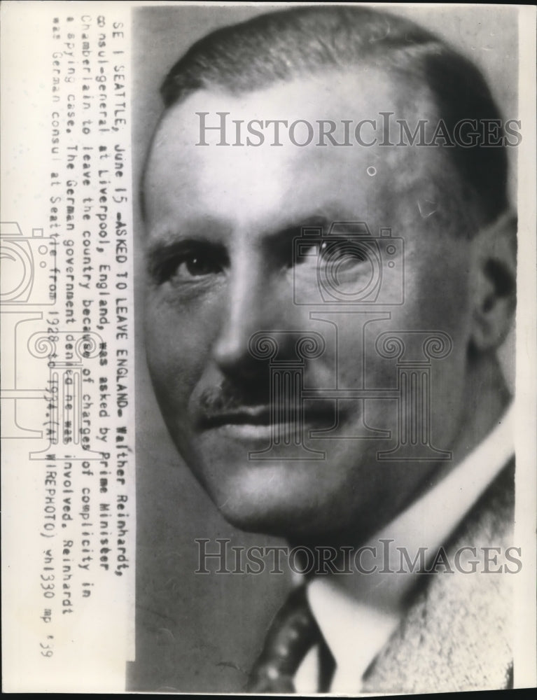 1939 Press Photo Walther Reinhardt Asked by PM Chamberlain to Leave the Country - Historic Images