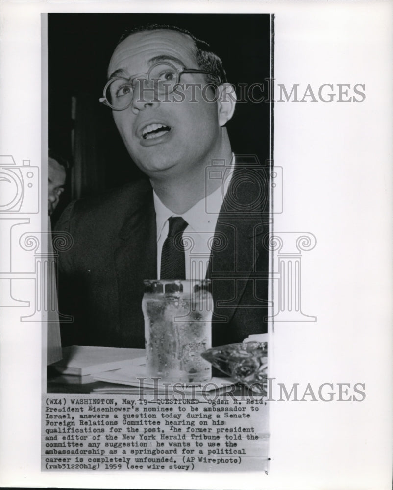 1959 Press Photo Ogden R.Reid Answers Question During Hearing - Historic Images