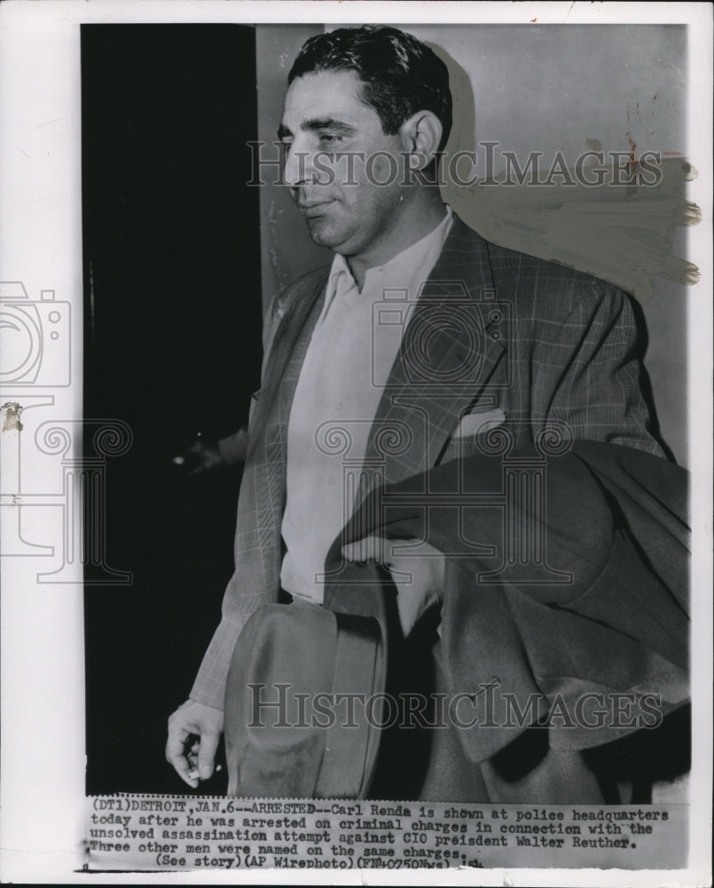 1954 Press Photo Carl Renda Shown at Police Headquarters - Historic Images