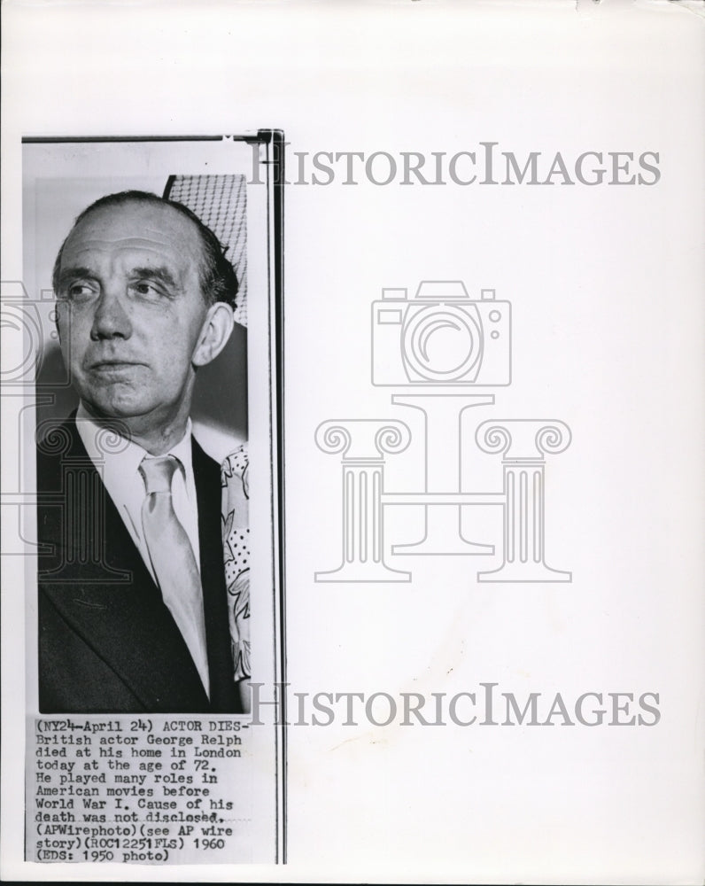 1960 Press Photo British Actor Ralph Died in London at the Age of 72 - Historic Images