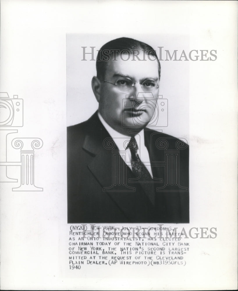 1940 Press Photo Gordon S.Rentschler Elected Chairman of the Nat&#39;l City Bank N.Y - Historic Images