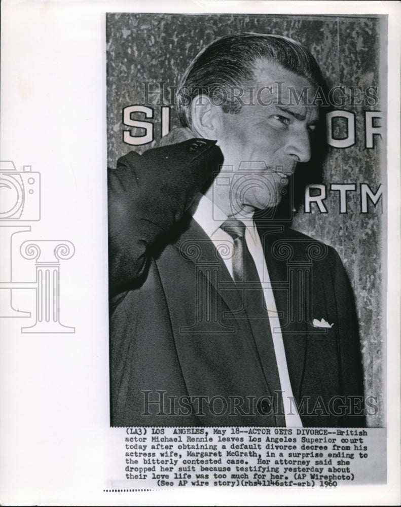 1960 Press Photo Michael Rennie Leaves Los Angleles Court after a Divorce Decree - Historic Images