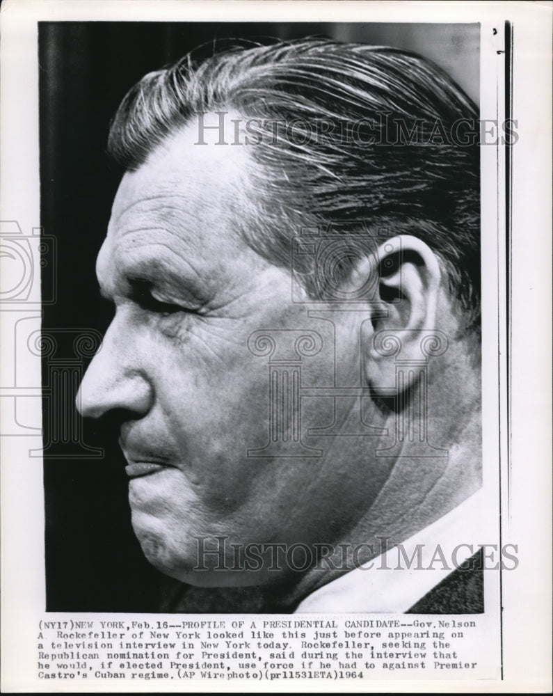 1964 Press Photo Gov.Nelson A.Rockefeller Appearing on a TV Show in New York - Historic Images