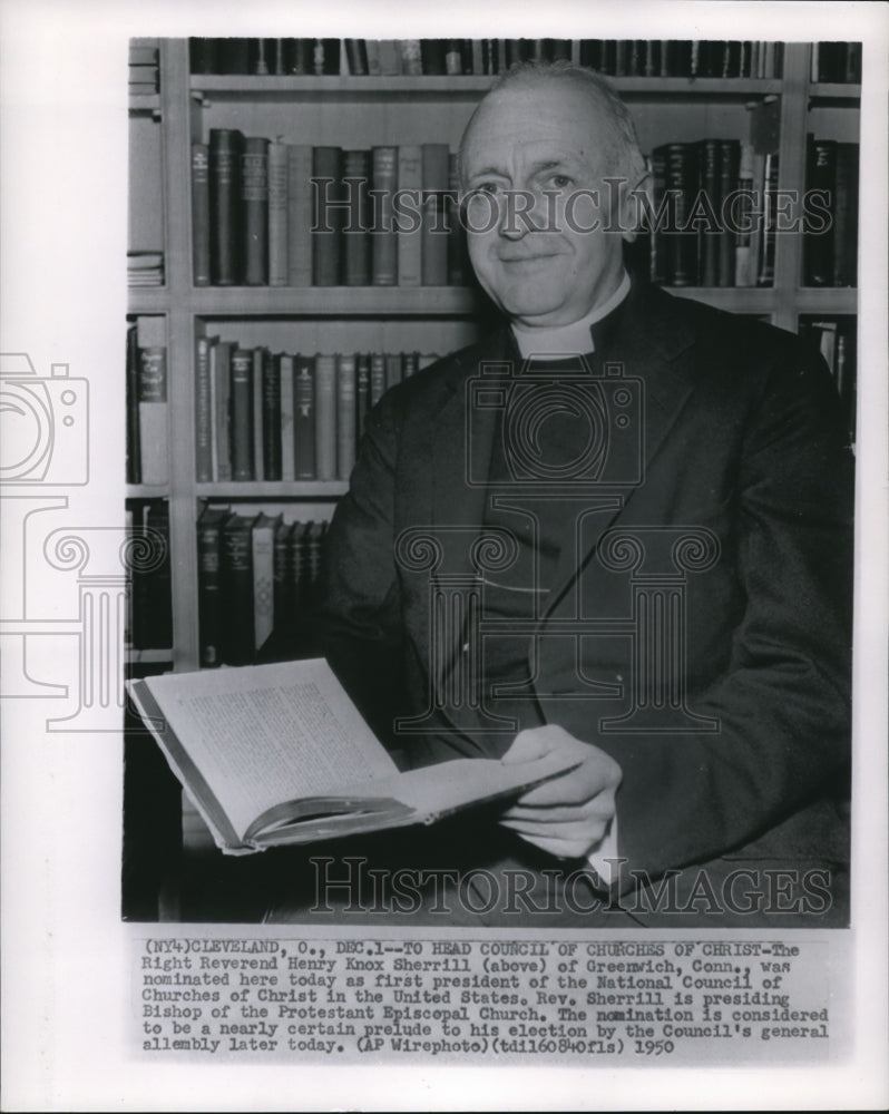 1950 Press Photo The Right reverend Henry Knox Sherrill of Greenwich, Conn. war - Historic Images