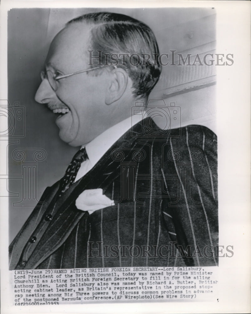 1953 Press Photo Lord Salisbury as Acting Foreign Secretary - Historic Images