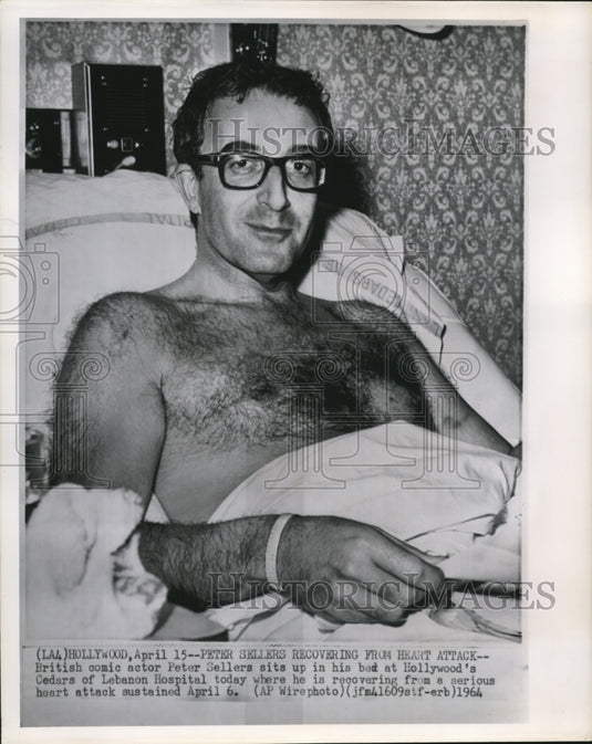 1964 Press Photo Peter Sellers Recovering from a Serious Heart Attack - Historic Images