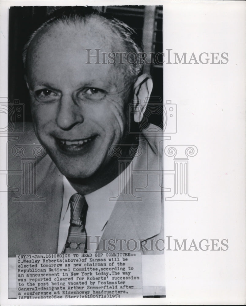 1953 Press Photo Wesley Roberts will be elected as a new chairman - Historic Images