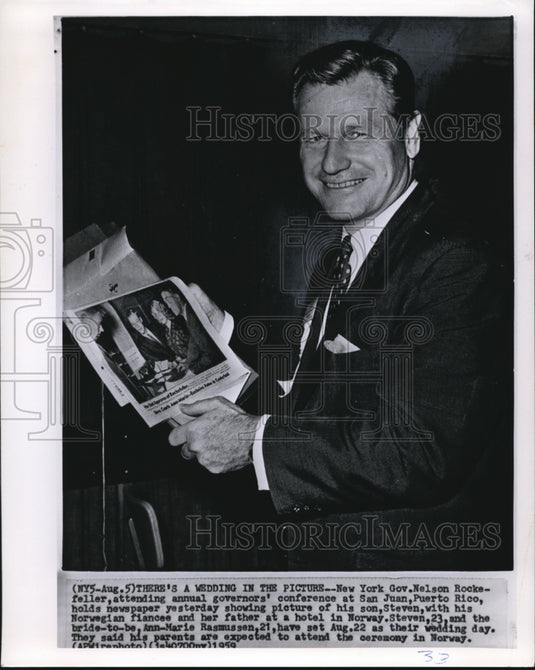 1959 Wire Photo New York Gov. Nelson Rockefeller attending annual governors' - Historic Images