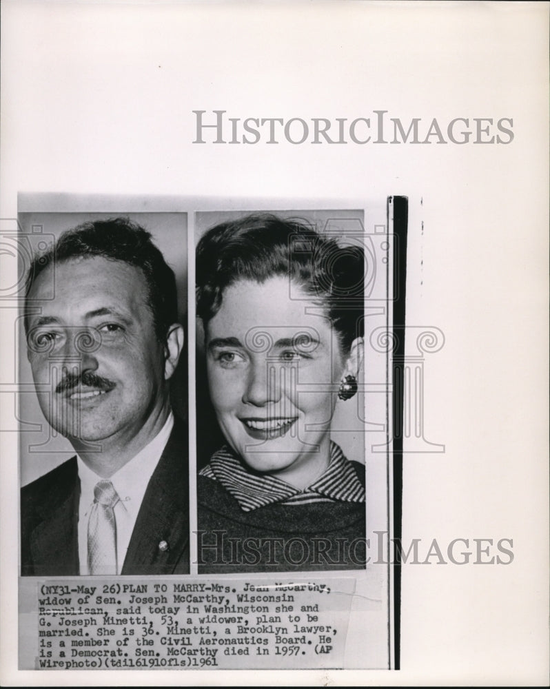 1961 Press Photo Mrs. Jean McCarthy, widow of Sen. Joseph McCarthy, Wisconsin - Historic Images