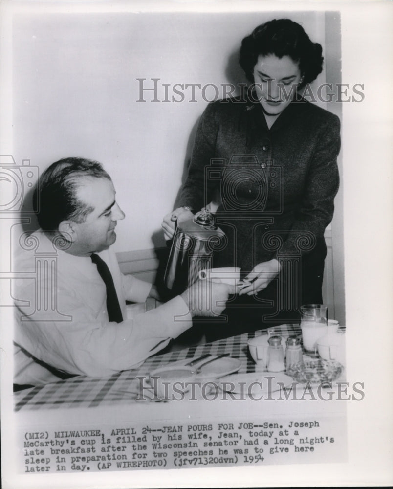 1954 Sen.Joseph McCarthy&#39;s Cup Filled by Jean at Breakfast - Historic Images