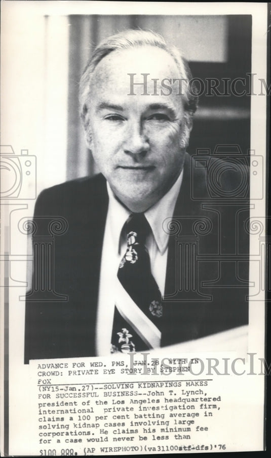 1976 Press Photo John T. Lynch, president of the Los Angeles headquarters - Historic Images