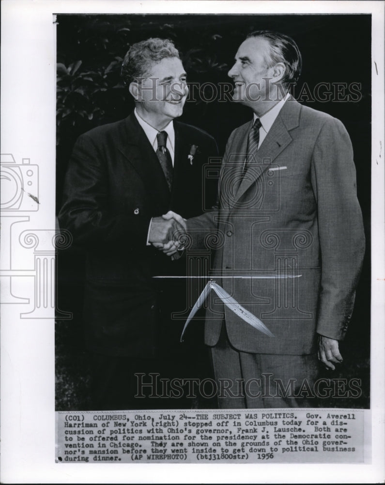 1956 Press Photo Gov. Averell Harriman of New York stopped off in Columbus - Historic Images