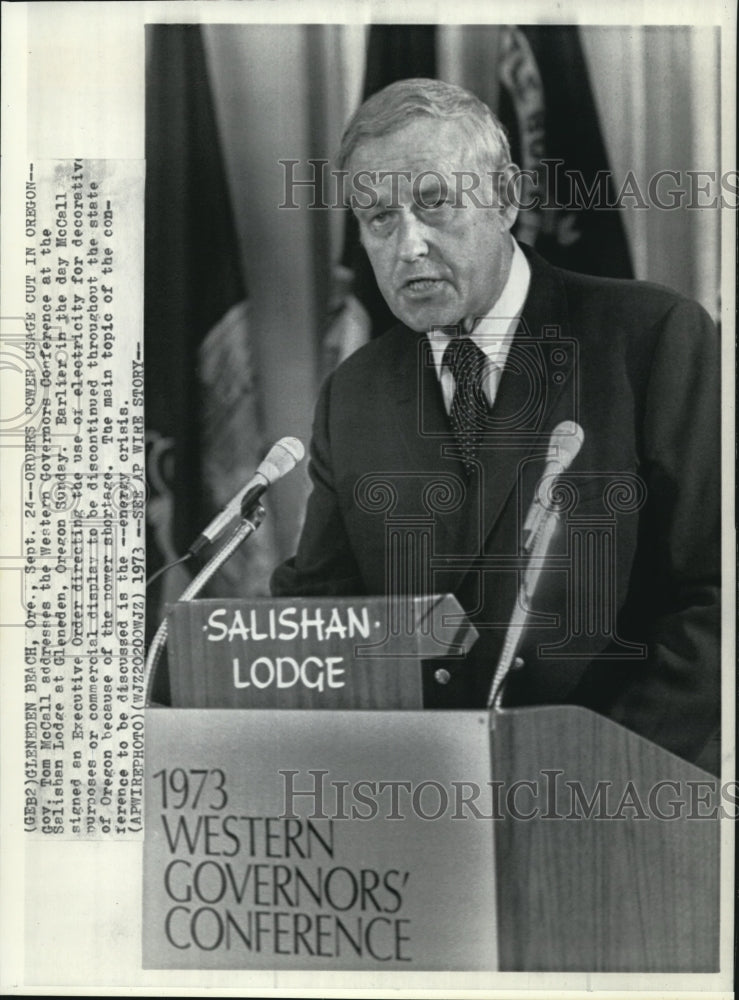 1973 Press Photo Gov. Tom McCall addresses the Western Governors Conference at - Historic Images