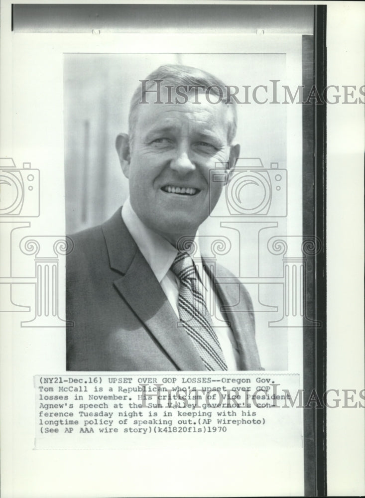 1970 Press Photo Oregon Gov Tom McCall upset over GOP losses in November - Historic Images