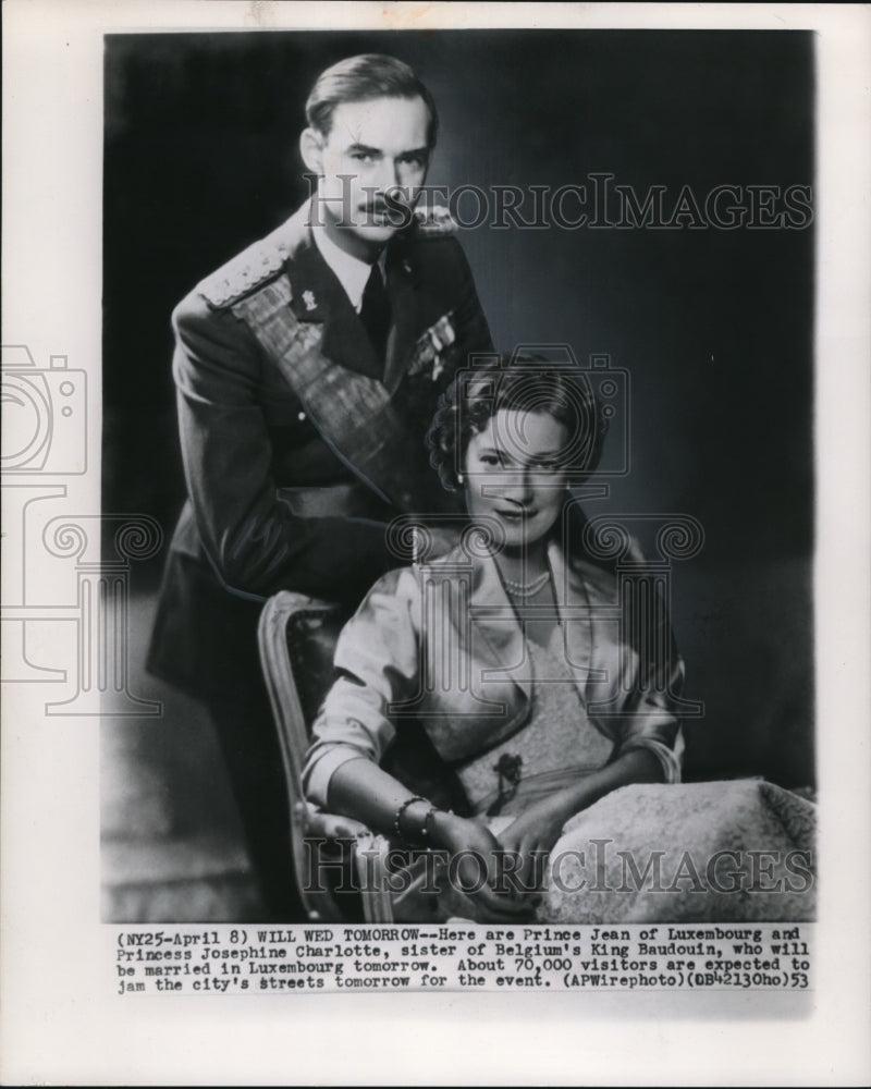 1953 Press Photo Luxembourg Prince Jean &amp; Princess Josephine Charlotte will wed - Historic Images