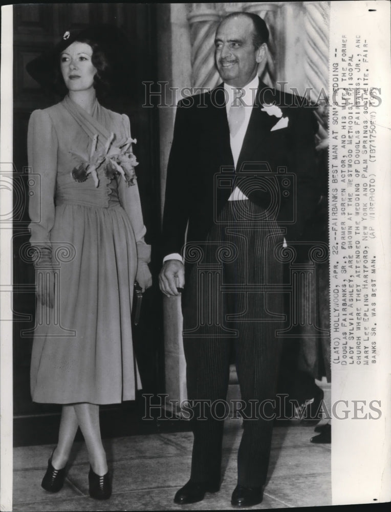 1939 Press Photo Douglas Fairbanks Sr.and Lady Sylvia Ashley Attended Wedding - Historic Images