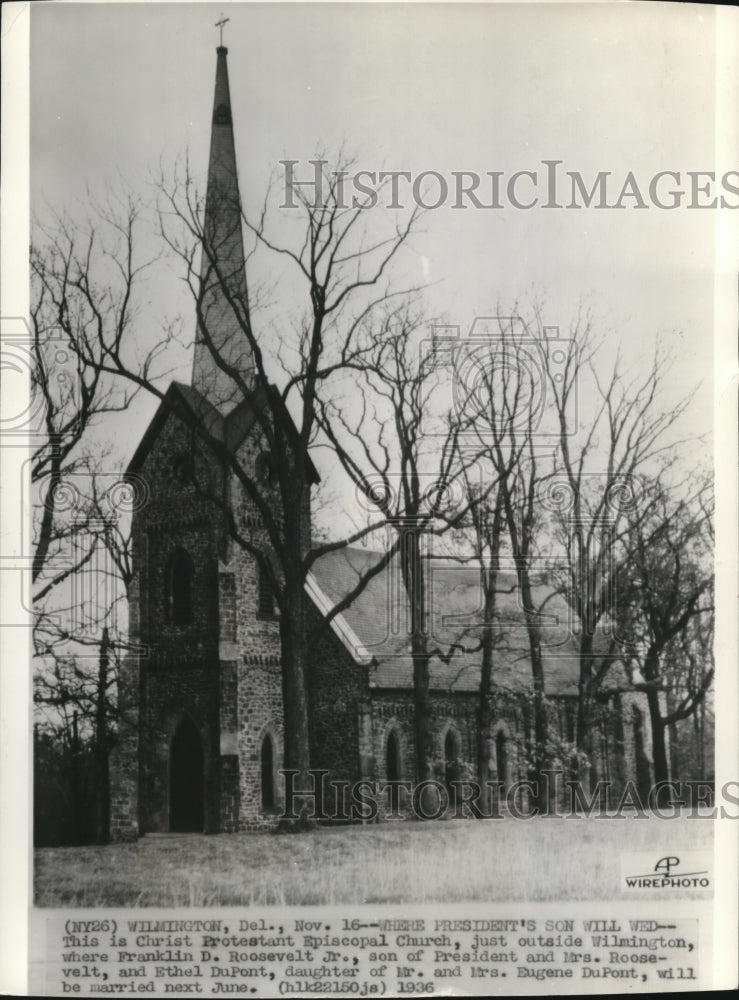 1936 Press Photo The Christ Protestant Episcopal Church Outside Wilmington - Historic Images