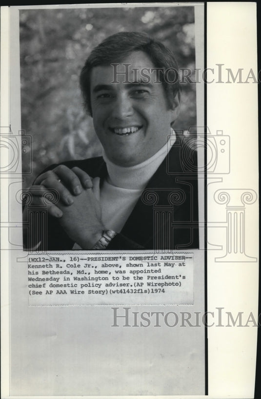 1974 Press Photo President's Domestic Adviser, Kenneth R. Cole Jr. - Historic Images