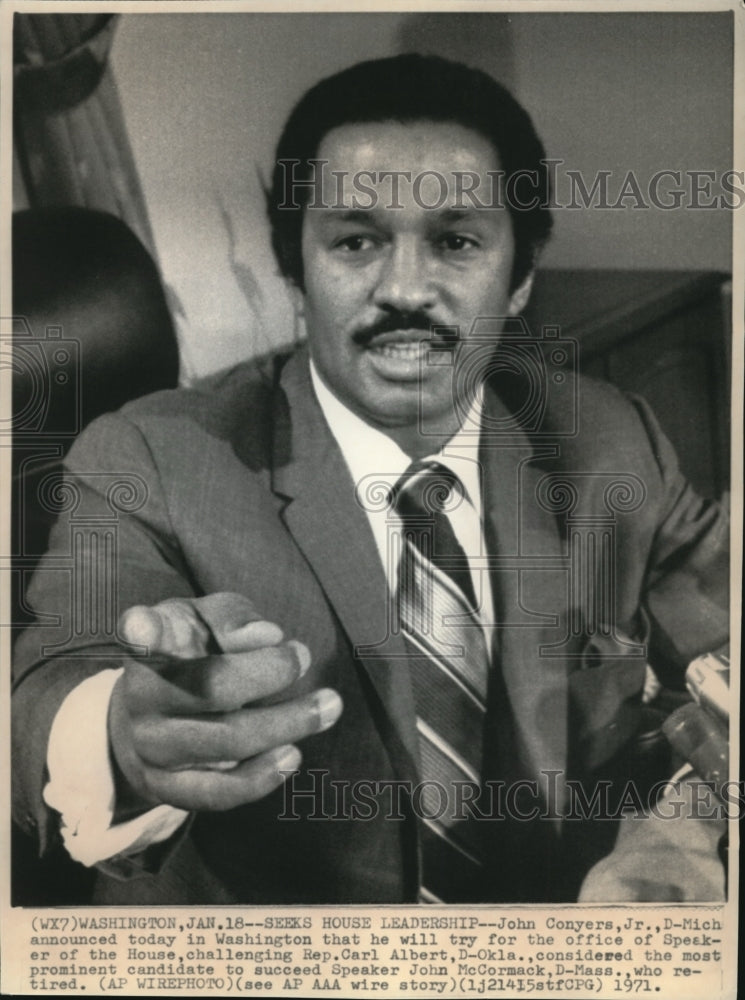 1971 Press Photo John Conyers Jr.,seeks House leadership - Historic Images