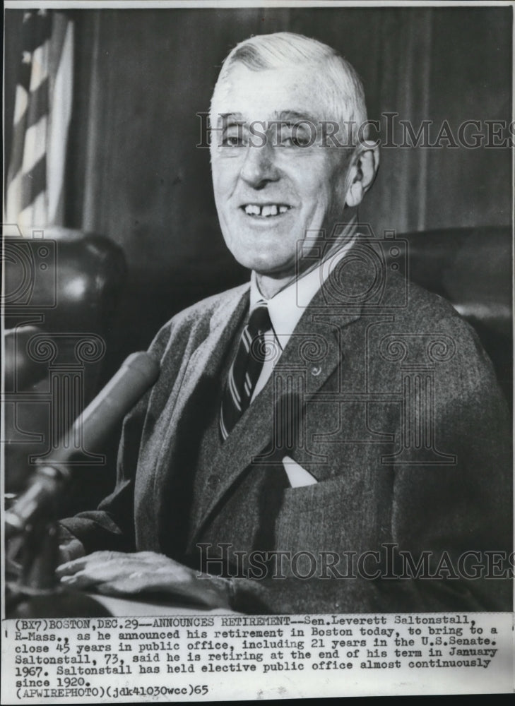 1965 Press Photo Senator Leverett Saltonstall - Historic Images