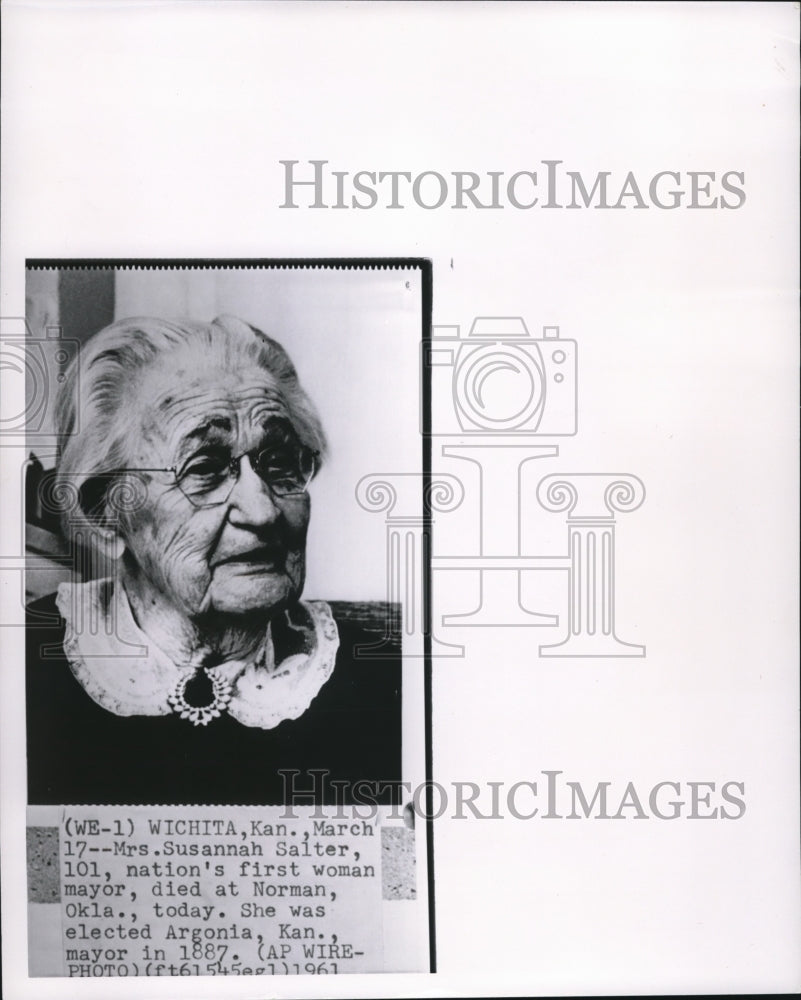 1961 Wire Photo Mrs. Susana Salter, nation&#39;s first woman mayor - cvw07104 - Historic Images