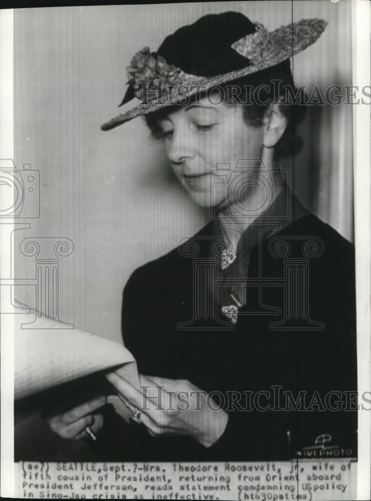 1937 Press Photo Mrs. Theodore Roosevelt, Jr. - Historic Images