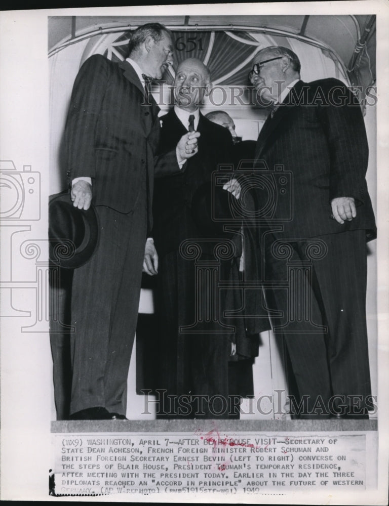 1949 Press Photo Sec. of State. Dean Acheson, French Foreign Min. Robert Schuman - Historic Images