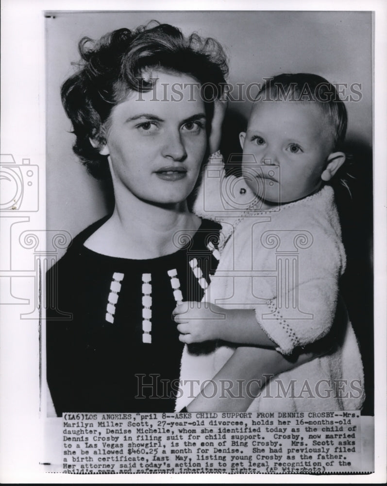 1959 Press Photo Mrs. Marilyn Miller Scott with her daughter Denise - Historic Images