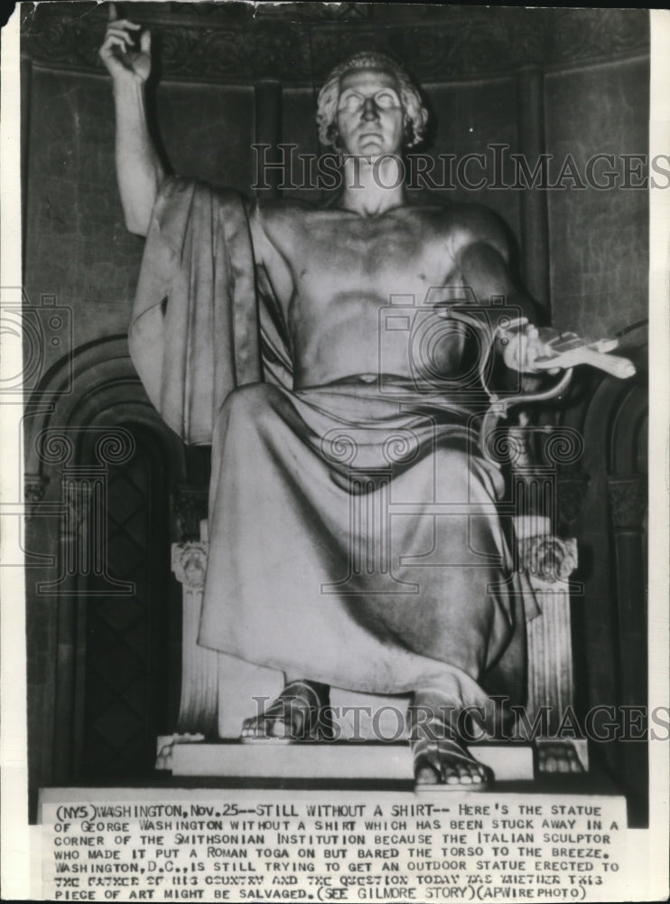 1939 Press Photo Statue of George Washington without shirt - Historic Images