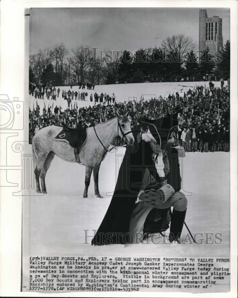 1962 Press Photo George Washington returns to Valley Forge - Historic Images