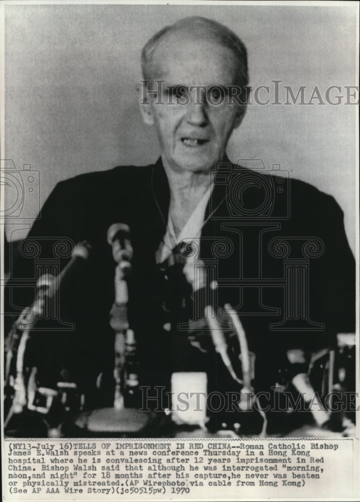 1970 Press Photo James E.Walsh Roman Catholic Bishop in Hong Kong. - Historic Images