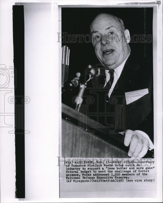 1957 Press Photo Sinclair Weeks, Secretary of Commerce. - Historic Images