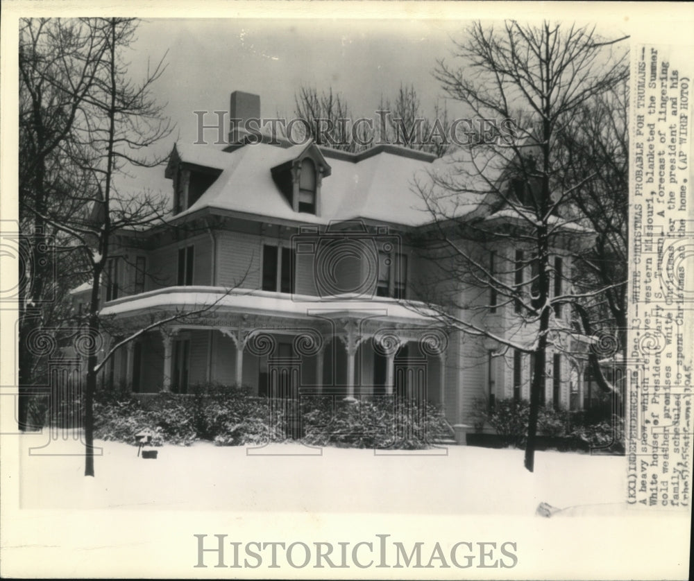 1945 Press Photo Heavy Snow blanketed the Summer White House of Pres. Truman. - Historic Images