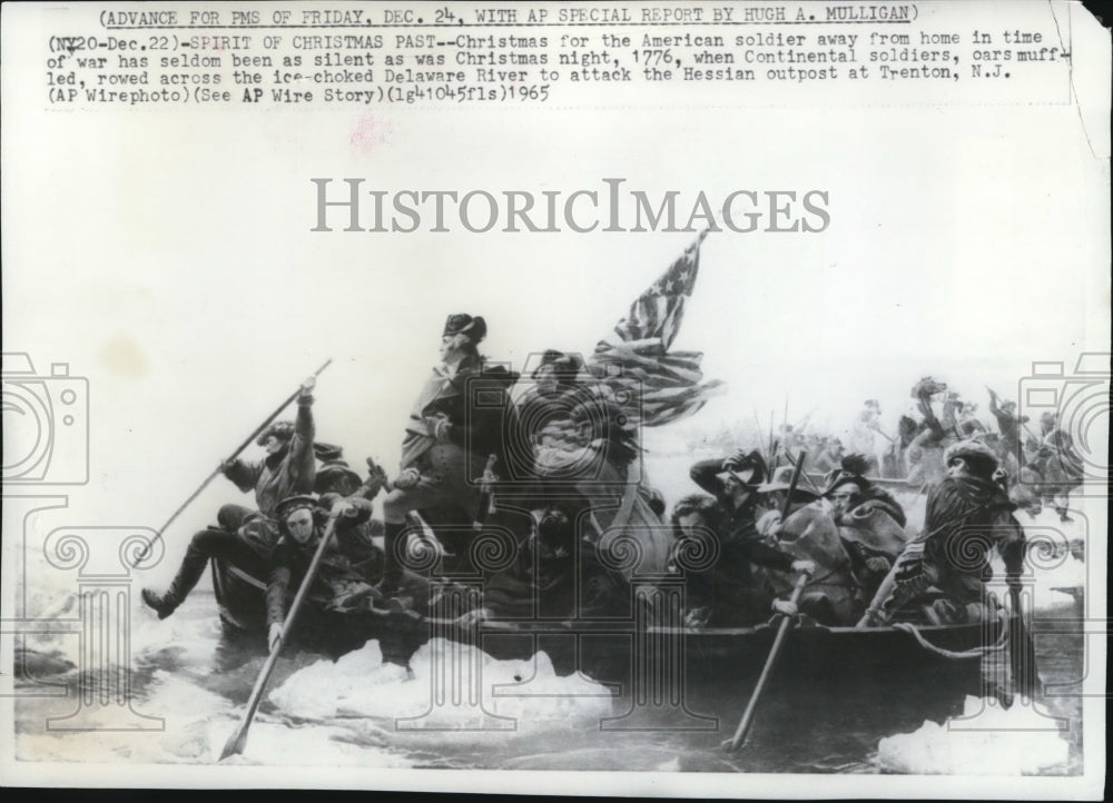 1966 Press Photo Continental soldiers rowed across the Delaware River on Hessian - Historic Images