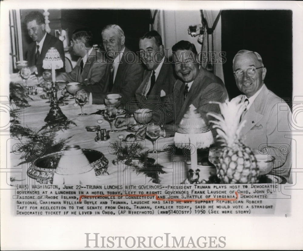 1950 Press Photo Pres.Truman Plays Host to Democratic Governors at a Luncheon - Historic Images