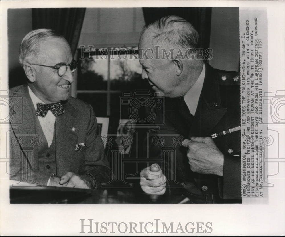 1951 Press Photo Gen Dwight D.Eisenhower Does the Talking - Historic Images