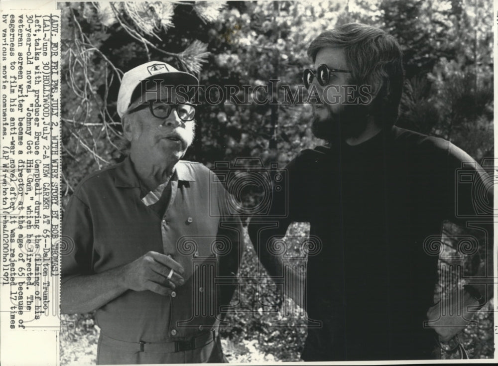 1971 Press Photo Dalton Trumbo & producer Bruce Campbell at Johnny Got His Gun - Historic Images