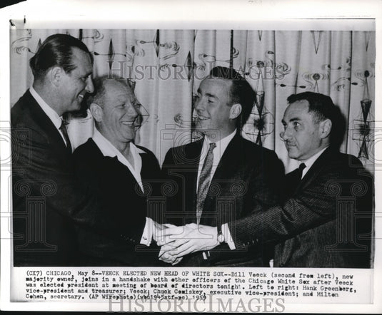 1959 Head of the White Sox, Bill Veeck with the other officers - Historic Images