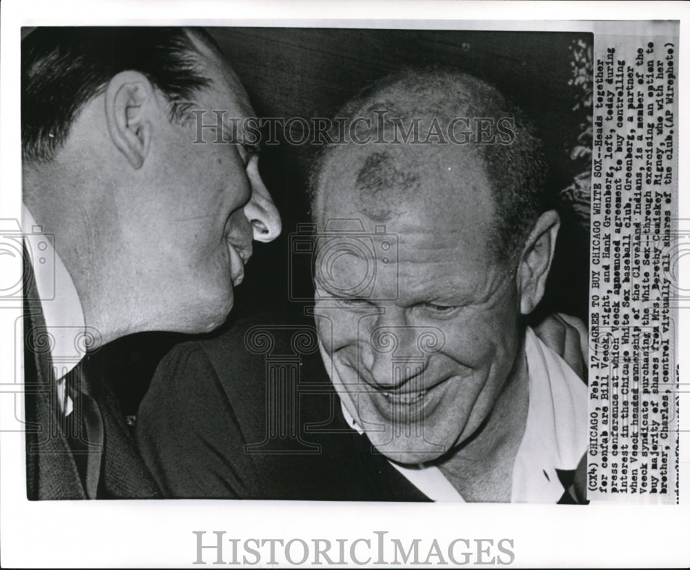 1953 Press Photo Bill Veeck Announced Agreement to Buy Chicago White Sox - Historic Images