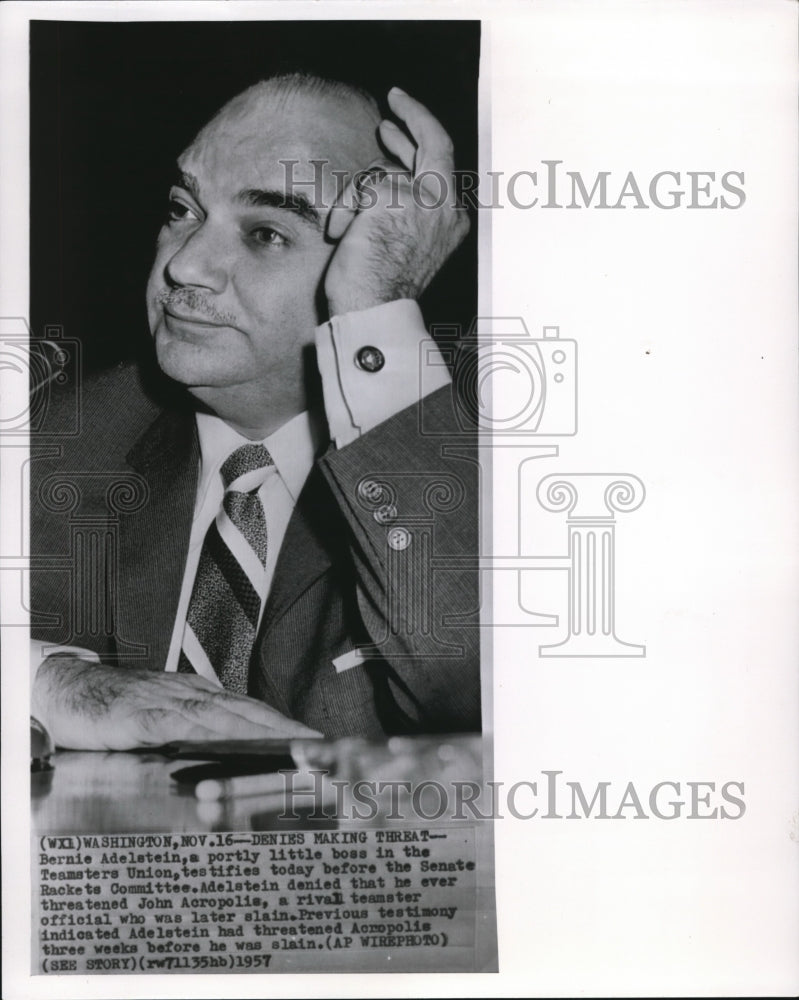 1957 Press Photo Bernie Adelstein of the Teamster Union - Historic Images