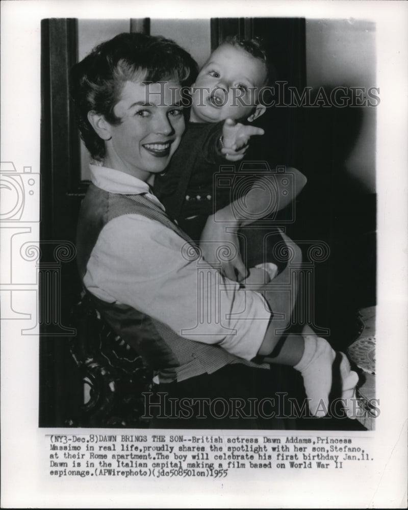 1955 Press Photo British actress Dawn Addams with her son Stefano - Historic Images