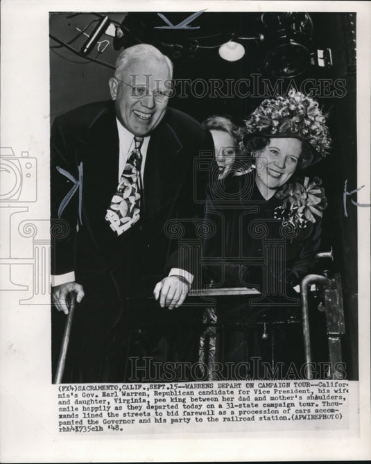 1948 Press Photo California's Gov. Earl Warren, Republican candidate - Historic Images