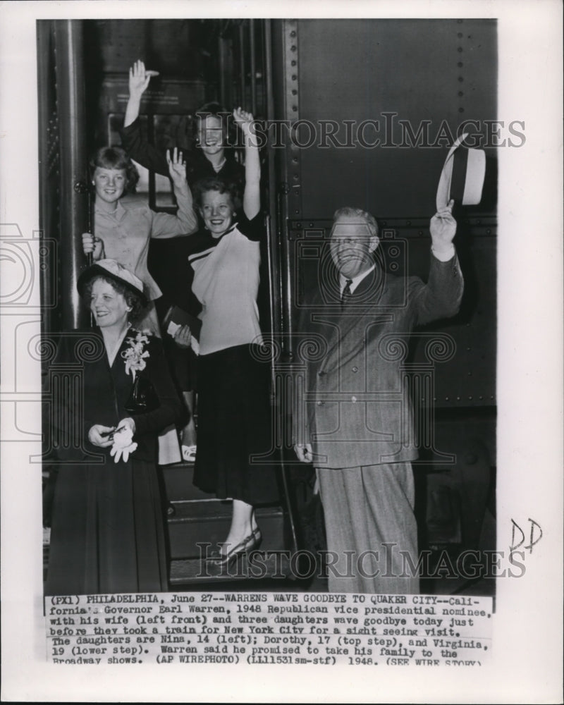 1948 Press Photo California&#39;s Gov. Earl Warren, Republican vice presidential - Historic Images