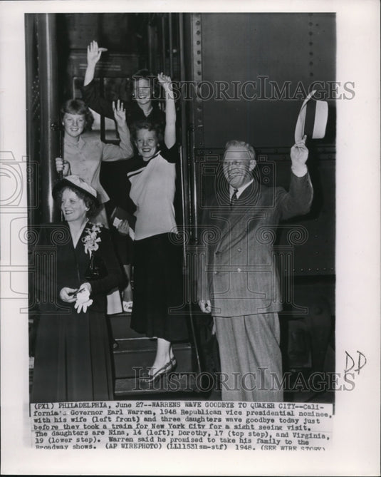 1948 Press Photo California's Gov. Earl Warren, Republican vice presidential - Historic Images