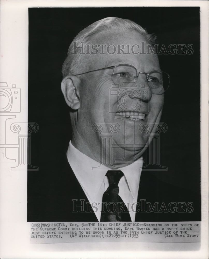 1953 Press Photo The 14th Chief Justice of U.S., Earl Warren - Historic Images